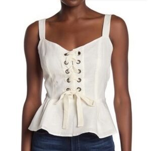 Women's Cream Lace-Up Tank Top